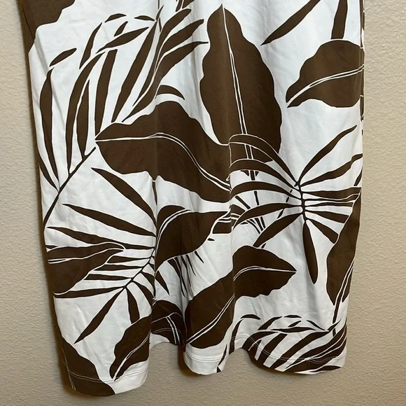 Tommy Bahama Brown White Resortwear Tropical Leaf Spaghetti Strap Dress - Picture 3 of 10